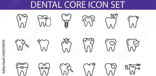 Dental Care Icon Set Tooth Health  Hygiene
