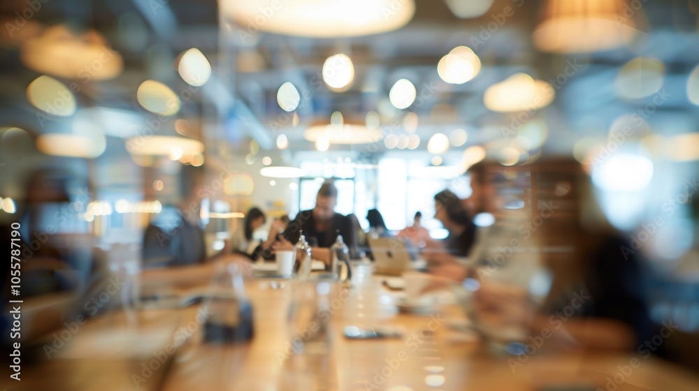 Blurred photo of employees collaborating on a project during a teambuilding workshop. Blurred photo of employees collaborating on a project during a teambuilding workshop.