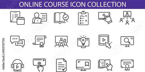 Online Course Icon Collection  Education Learning Design