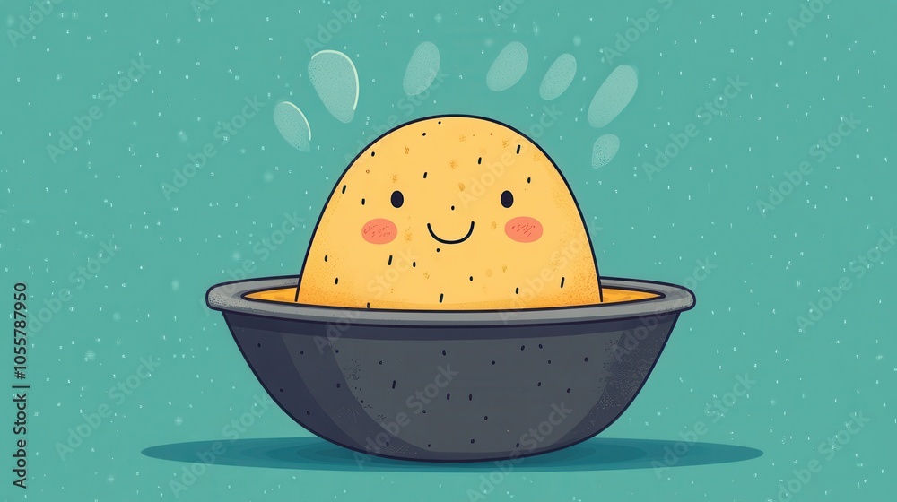 Cartoon Potato Enjoying a Relaxing Hot Tub Cartoon Potato Enjoying a Relaxing Hot Tub