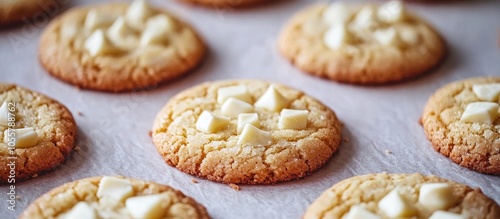 Close Up Homemade White Chocolate Cata S Tongue Cookies Selective Focus photo