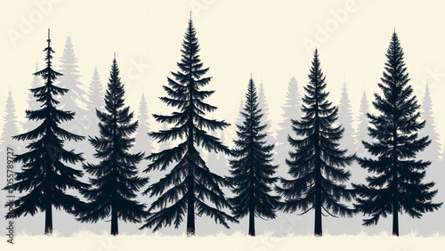 Diverse Fir and Cypress Tree Silhouettes: Nature-Inspired Design for Environmental Campaigns and Seasonal Marketing