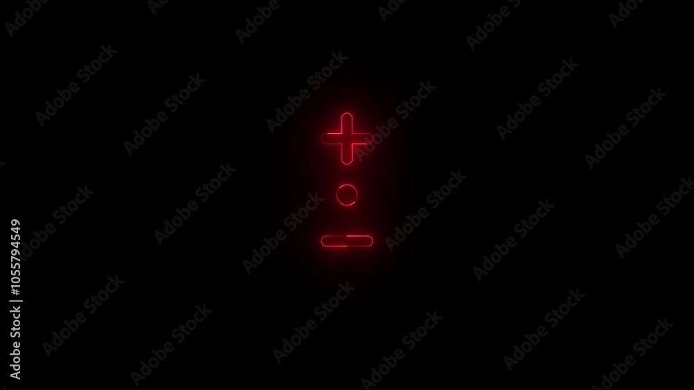 Neon zoom mode icon glowing black background animation Neon zoom mode icon glowing black background animation