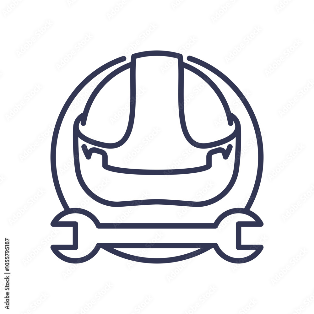 Icon of a hard hat and wrench symbolizing safety and tools in energy workforce. Icon of a hard hat and wrench symbolizing safety and tools in energy workforce.