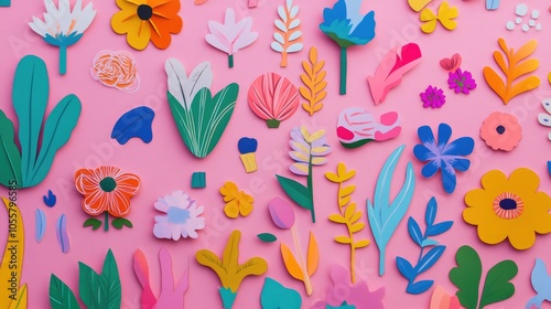 Wallpaper Mural Playful and whimsical designs on a pink backdrop form an engaging visual that highlights colorful sticker art Torontodigital.ca