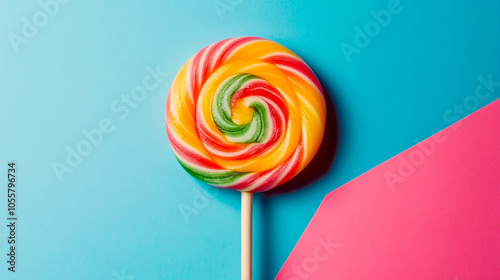 Vibrant and Colorful Lollipop with a Transparent Background for Stock Images.