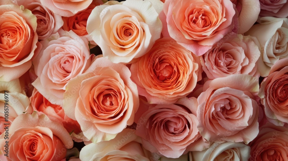 Close up of a bouquet featuring elegant salmon roses showcasing floral beauty and design Close up of a bouquet featuring elegant salmon roses showcasing floral beauty and design