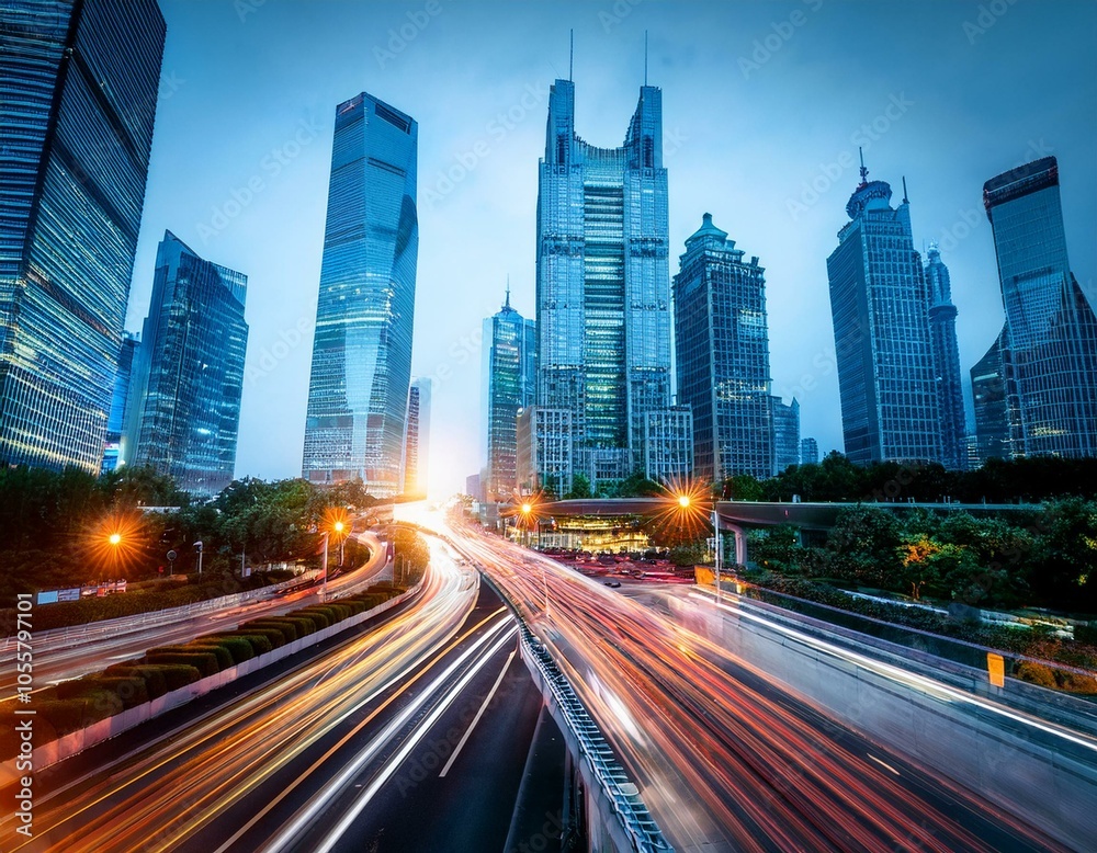 Fototapeta premium the urban transportation in Shanghai China