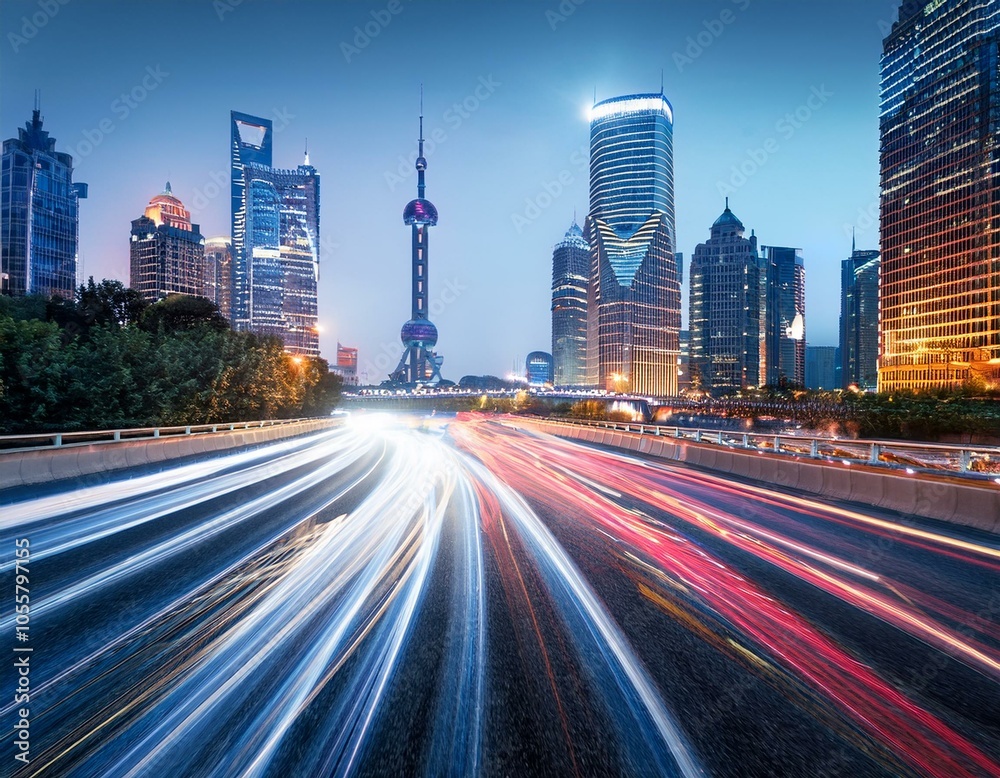 Fototapeta premium the urban transportation in Shanghai China