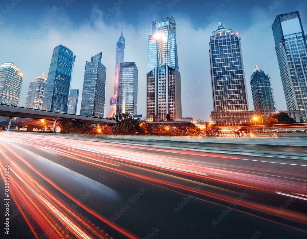 Fototapeta premium the urban transportation in Shanghai China