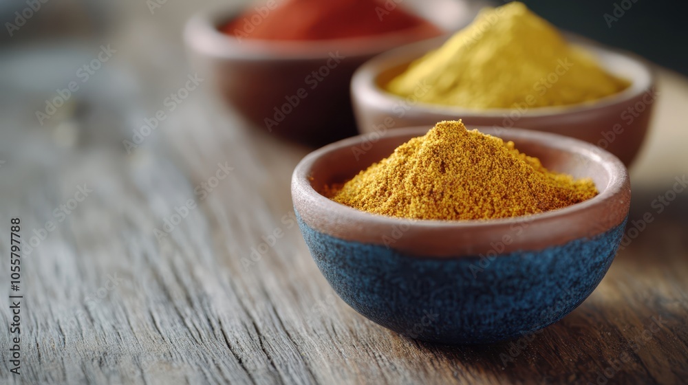 colorful spices neatly arranged in small bowls colorful spices neatly arranged in small bowls