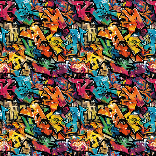 Wallpaper Mural Colorful seamless graffiti background with vibrant street art Torontodigital.ca