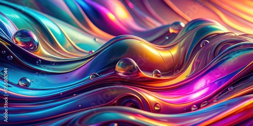 Abstract Iridescent Liquid Background with Flowing Colors for Vibrant Designs