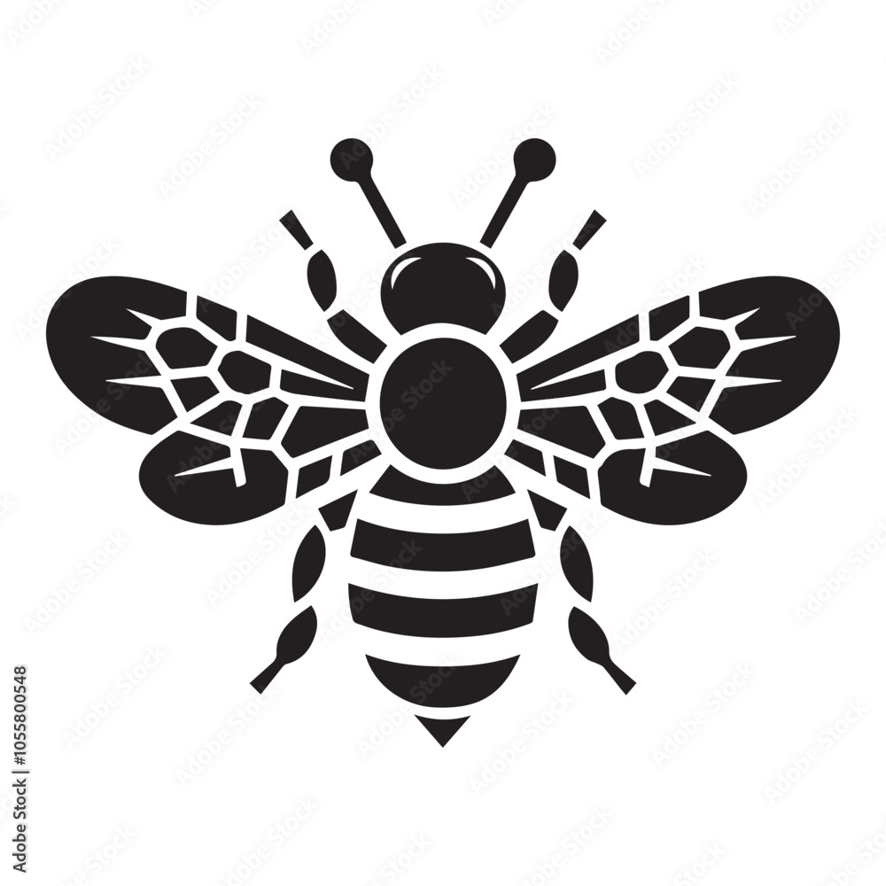 Bee and honey silhouette Vector illustration on a white background Bee and honey silhouette Vector illustration on a white background