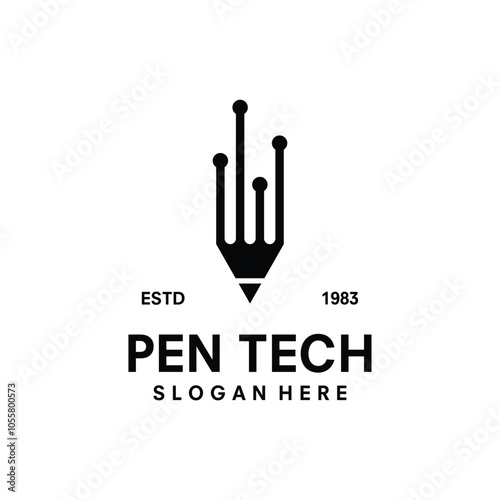 pen tech logo symbol vector illustration design