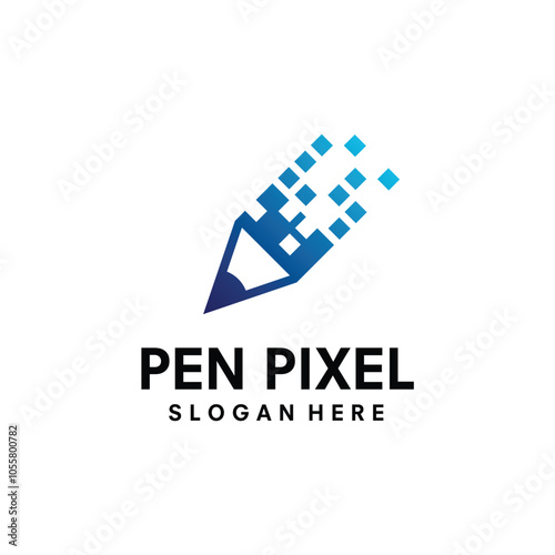 pixel pen logo symbol vector illustration design photo