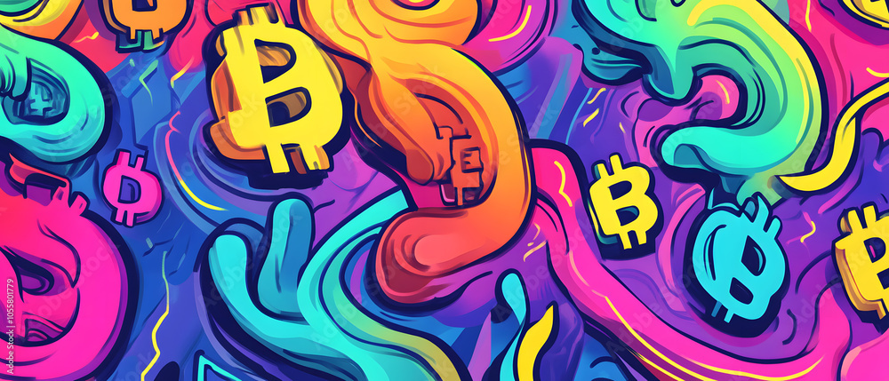 dollar production, coins, stock graphs, and Bitcoin in various creative graphic styles dollar production, coins, stock graphs, and Bitcoin in various creative graphic styles