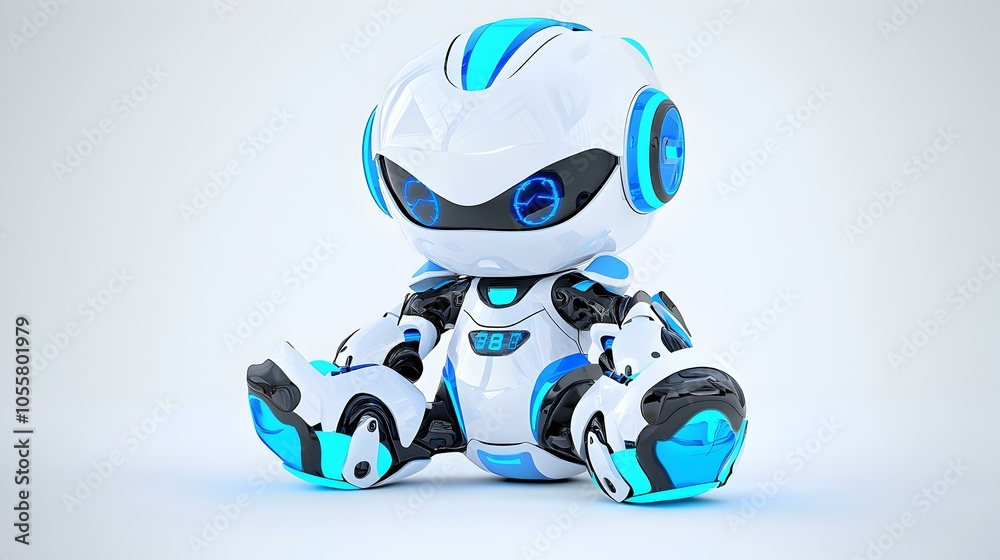 Charming Healthcare Companion, a friendly blue 3D robot designed to assist with patient care and promote wellness in medical environments. Charming Healthcare Companion, a friendly blue 3D robot designed to assist with patient care and promote wellness in medical environments.