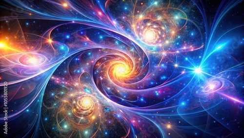 Abstract Fractal Numerical Light Swirls Cosmic Background Energy Glow Pattern Stock Photo