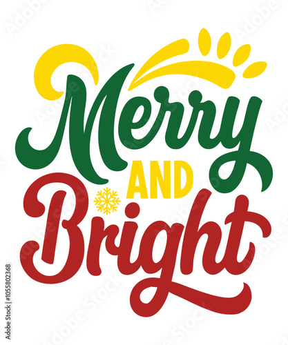 Merry and Bright – Festive Typography Design for Holiday Decor and Christmas Celebrations photo