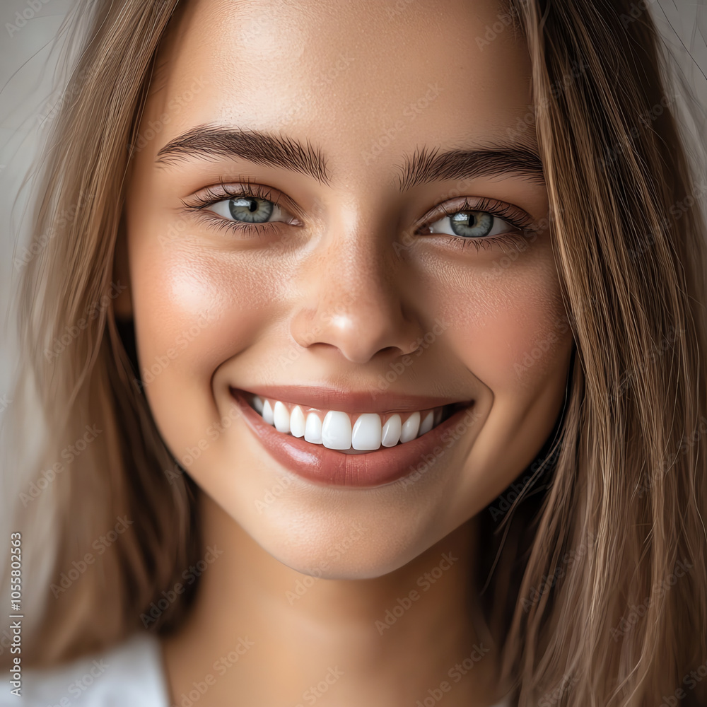 Close-Up Portrait of Smiling Young Woman with Clear Skin Close-Up Portrait of Smiling Young Woman with Clear Skin