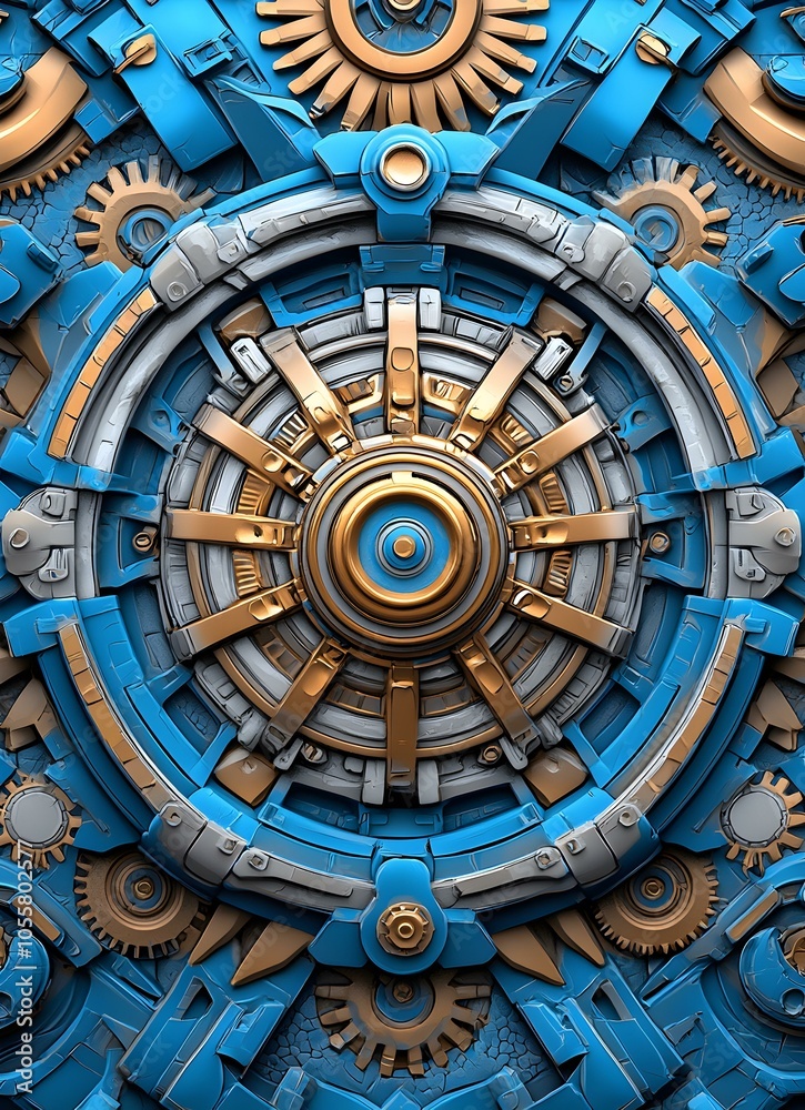 Classic automation machine, intricate gear system, showcasing advanced engineering and mechanical design, blending functionality with aesthetic appeal.