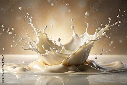 Elegant Fluid Motion of Milk and Cream Splashes - Luxury Abstract Landscape Photography