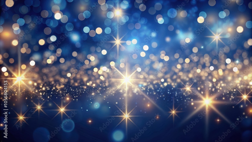 Abstract Sparkle Bokeh Light Effect on Navy Blue Background for Festive Design Abstract Sparkle Bokeh Light Effect on Navy Blue Background for Festive Design