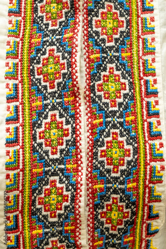 Ukrainian cross stitch. Vyshyvanka shirt. Embroidery Ukraine ornament