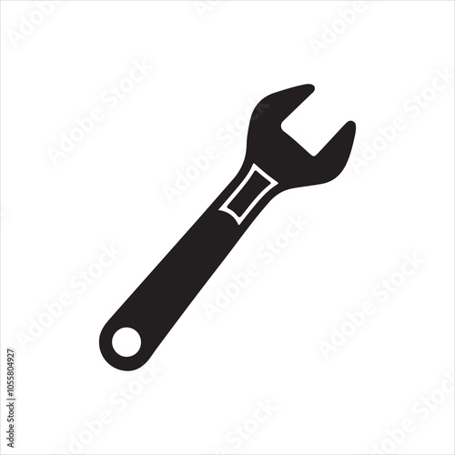 Black Wrench vector silhouette on white background