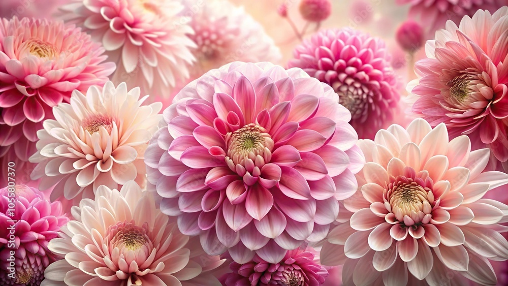 Large, showy flowers with wavy petals in shades of pink and white, orchidous, colorful flower arrangement, exotic flora Large, showy flowers with wavy petals in shades of pink and white, orchidous, colorful flower arrangement, exotic flora