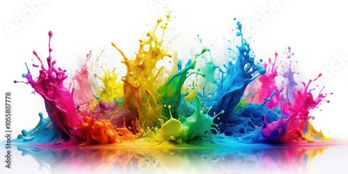 Vibrant CMYK colors splashing together in abstract artistic concept for design projects