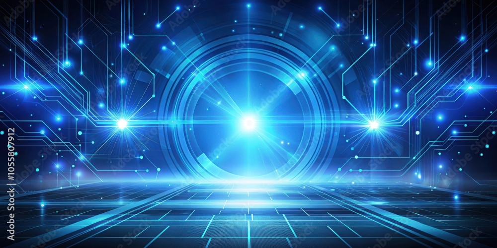 Blue light technology abstract background with futuristic concept and digital design for modern innovation and creativity in science and technology industry Blue light technology abstract background with futuristic concept and digital design for modern innovation and creativity in science and technology industry