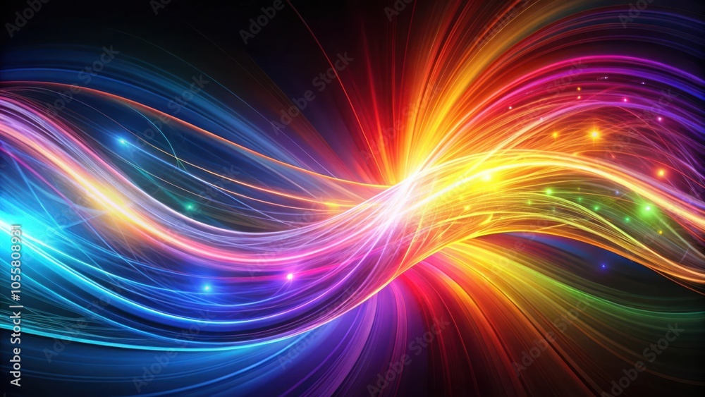 Obraz premium Vibrant swirling lines and glowing colors in dark abstract background art