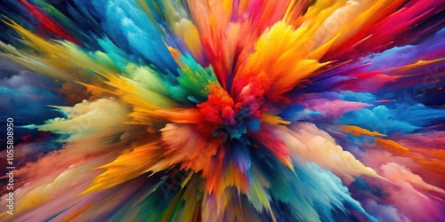 Bold and Chaotic Explosion of Colorful Brushstrokes Abstract Art