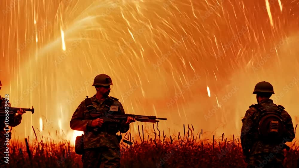 field lot them sparks standing group orangered soldiers military soldier war army armed special force weapon gun battle rifle tactic assault uniform warfare helmet combat infantry commando equipment 