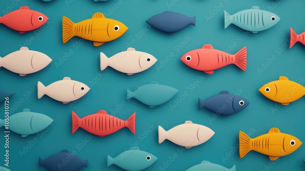 Playful Cartoon Fish in Bright Colors Playful Cartoon Fish in Bright Colors