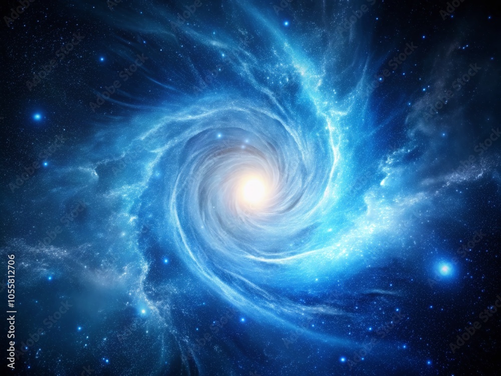Ethereal Nebula Burst: Captivating Bright White Light in Swirling Blue and White Cosmos Ethereal Nebula Burst: Captivating Bright White Light in Swirling Blue and White Cosmos