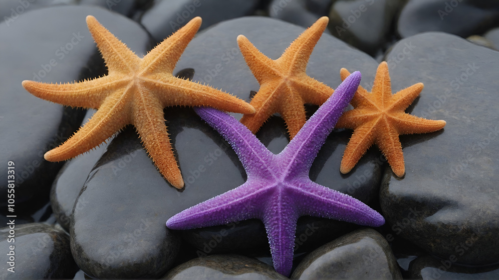 Two Starfish on a Sandy Beach – Serene Coastal Stock Photo for Travel and Nature Themes Two Starfish on a Sandy Beach – Serene Coastal Stock Photo for Travel and Nature Themes