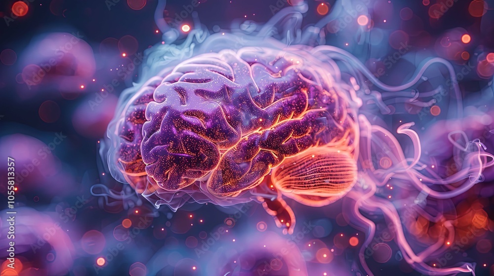 Detailed Close-Up of the Human Brain Showing Firing Neurons and Neural Extensions, Highlighting Cognitive Learning Plasticity Detailed Close-Up of the Human Brain Showing Firing Neurons and Neural Extensions, Highlighting Cognitive Learning Plasticity