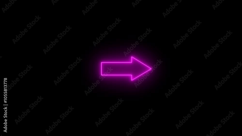 Neon glowing right directional arrow icon animation. neon abstract directional icon animation. Neon glowing right directional arrow icon animation. neon abstract directional icon animation.