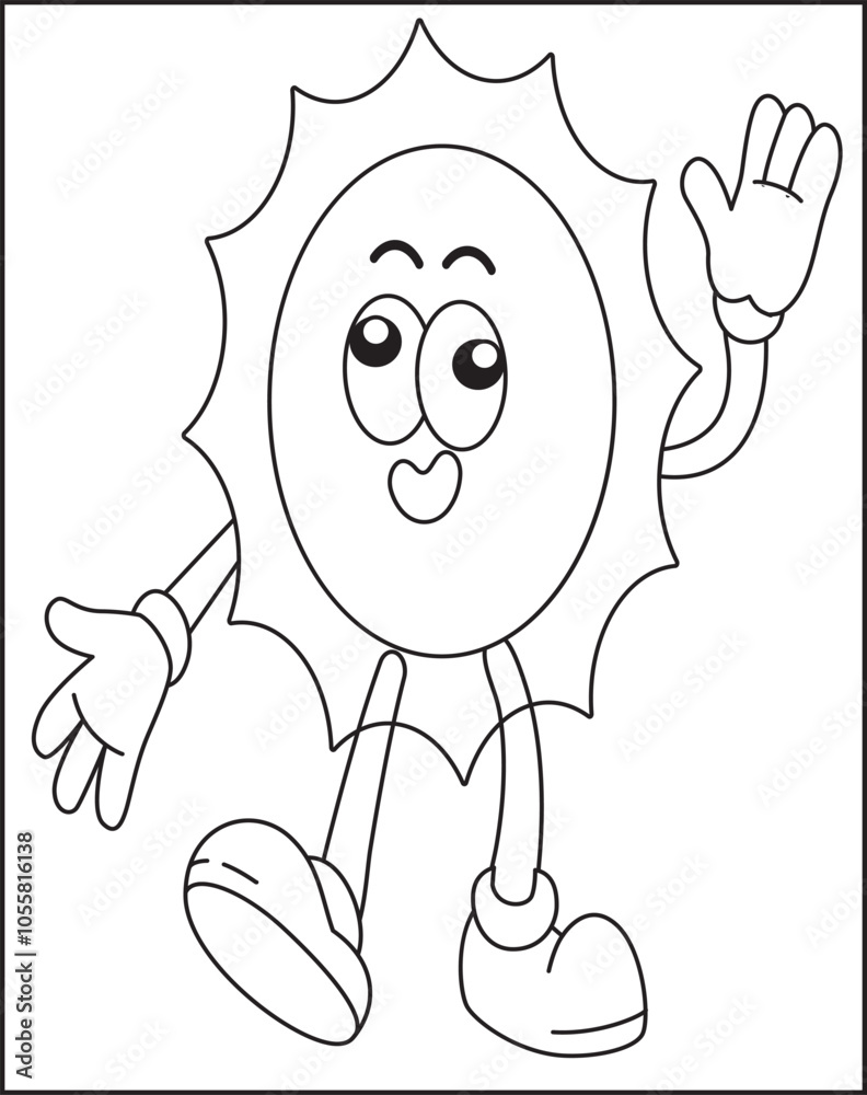 Obraz premium Funny Heart Face Coloring Page for Kids