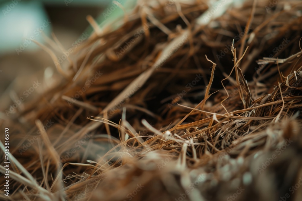 A close perspective of straw-like grass, its strands intertwining in an earthy, natural setting. A close perspective of straw-like grass, its strands intertwining in an earthy, natural setting.
