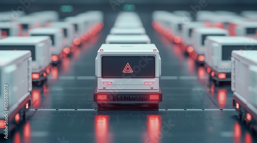 Wallpaper Mural Autonomous transport vehicles moving goods in factory, seamless logistics Torontodigital.ca