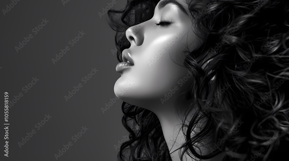 Cute girl with lush curly hair Cute girl with lush curly hair