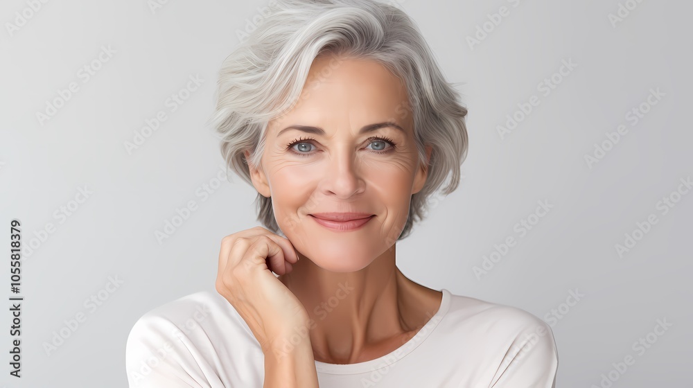 a beautiful aged woman on a neutral background a beautiful aged woman on a neutral background