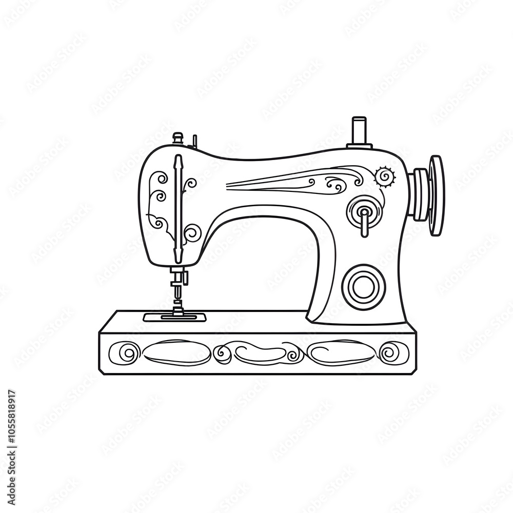 Embroidery sewing machine icon atelier embroidery continuous line drawing vector illustrations on white background. Generative AI