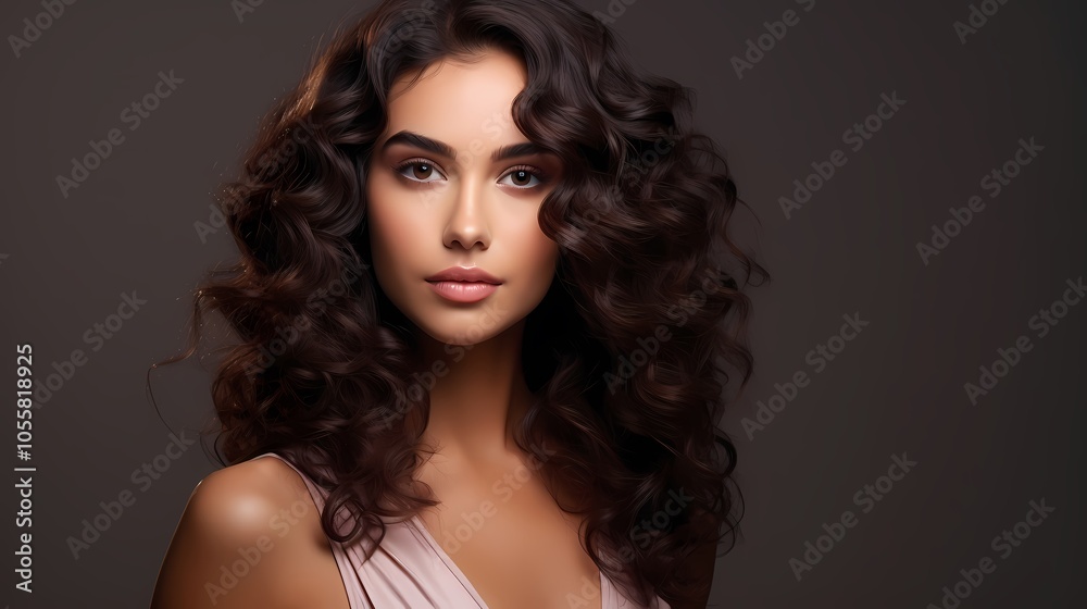 Cute girl with lush curly hair Cute girl with lush curly hair
