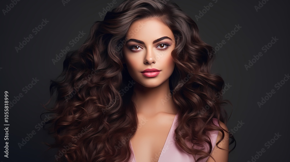 Cute girl with lush curly hair Cute girl with lush curly hair