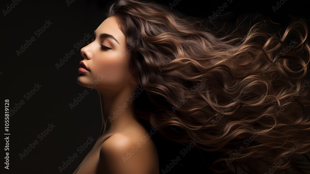 Cute girl with lush curly hair Cute girl with lush curly hair